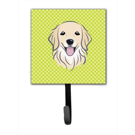 Carolines Treasures Checkerboard Lime Green Golden Retriever Leash or Key Holder- 4.25 W x 7 H In. BB1267SH4